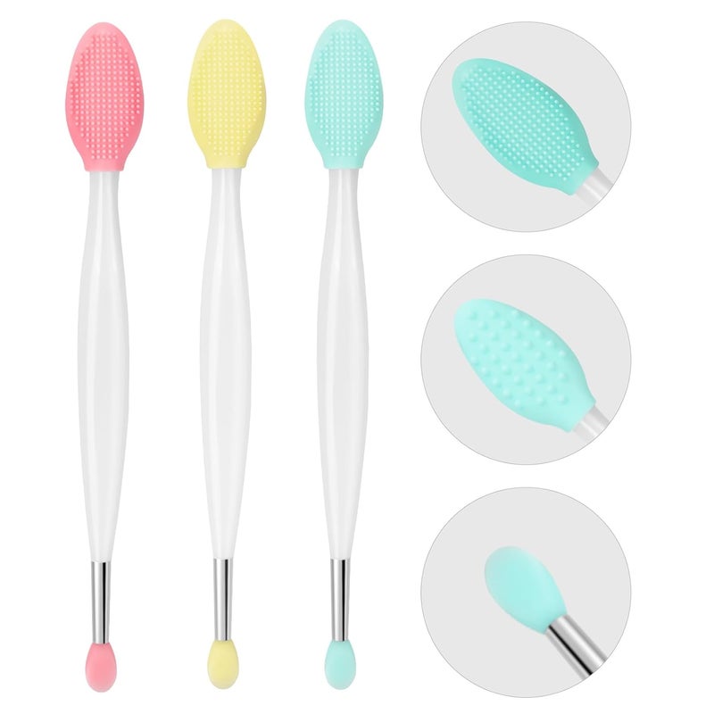Unaone Lip Scrub Brush - 3 PCS Dual-ended Lip Scrubber Exfoliator and Silicone Lip Brush, 2-in-1 Silicone Lip Scrub Tool Lip Mask Applicator, Gentle Exfoliator & Applicator for Soft - Image 1